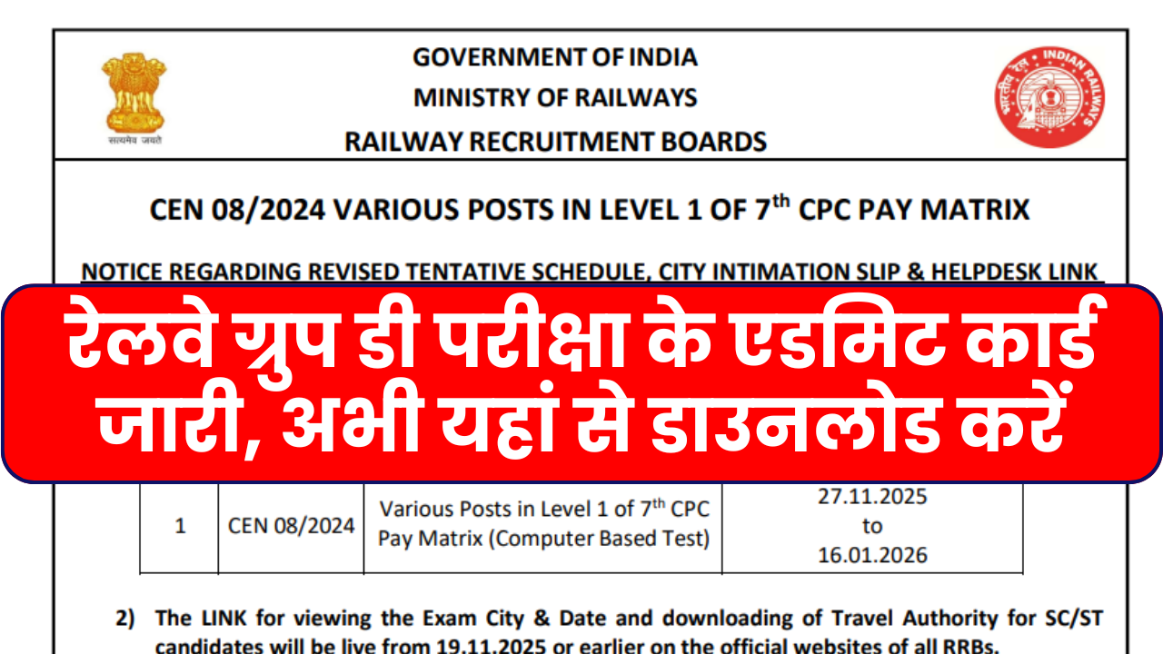 Railway Group D Admit Card 2025